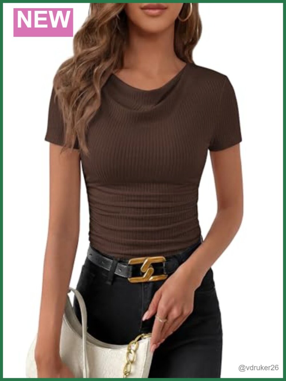 Cowl Neck Ruched Fitted Knit Crop Top Short Sleeve Y2K Summer Shirt